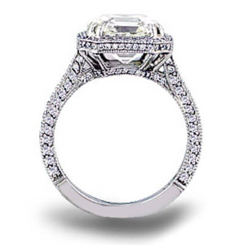 Asscher Halo Engagement Ring Side Profile