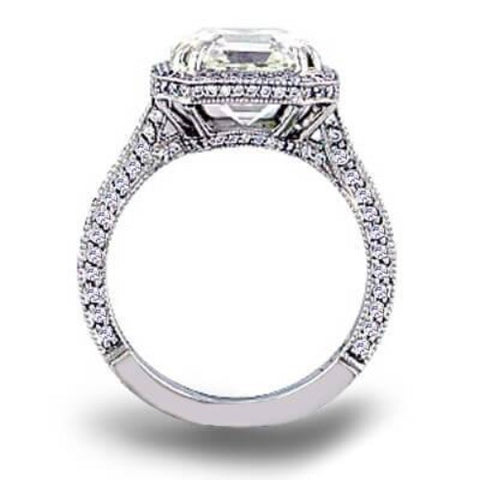 2.15 Ct. Micro Pave Halo Asscher Cut Diamond Engagement Ring H Color VS1 GIA Certified