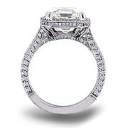 2.95 Ct. Micro Pave Halo Asscher Cut Diamond Ring I Color VS1 GIA Certified