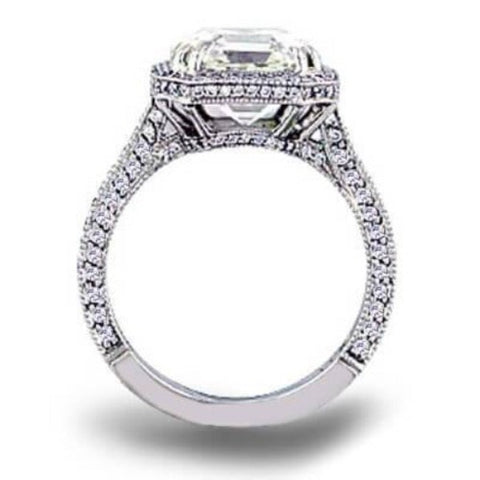 2.50 Ct. Asscher Cut Pave Halo Engagement Ring G Color VS1 GIA Certified