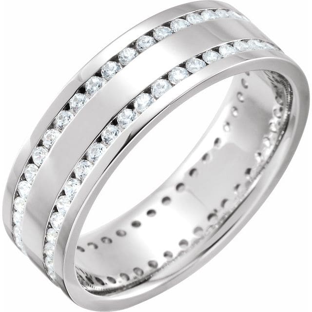 Men's Eternity Diamond Wedding Band | 1.20 Ct. 7mm Width Men's Ring 14K White Gold