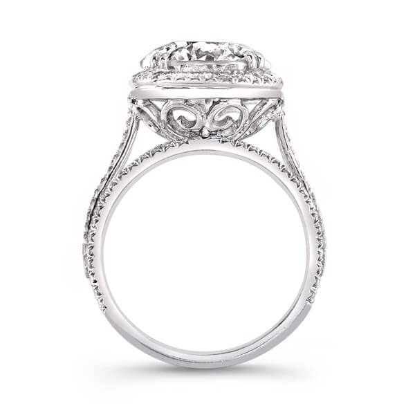 3.21 Ct. Halo Round Brilliant Cut Pave Diamond Engagement Ring G,SI1 GIA