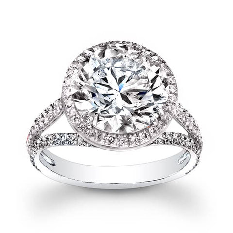 3.21 Ct. Halo Round Brilliant Cut Pave Diamond Engagement Ring G,SI1 GIA