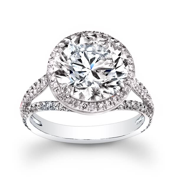 3.21 Ct. Halo Round Brilliant Cut Pave Diamond Engagement Ring G,SI1 GIA