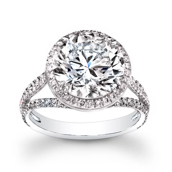 3.21 Ct. Halo Round Brilliant Cut Pave Diamond Engagement Ring G,SI1 GIA