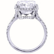  French Pave Halo Asscher Cut Engagement Ring Profile View