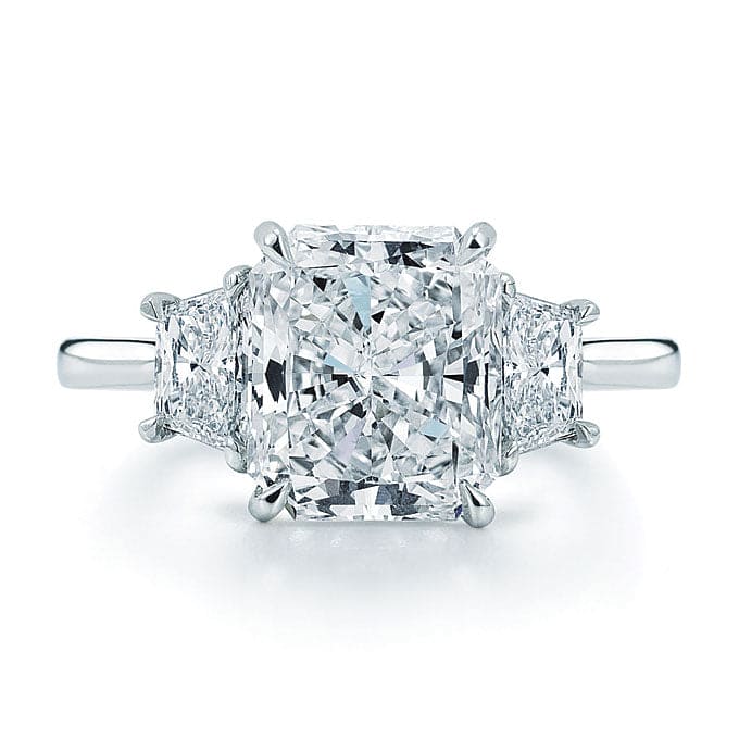 2.50 Ct. Radiant Cut Three Stone Diamond Ring H Color VS2 GIA Certified