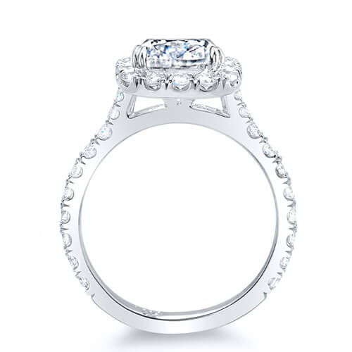 2.12 Ct. Asscher Cut Round Halo Diamond Bridal Ring Set GIA F,VVS1