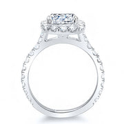 Asscher Cut Halo Engagement ring side profile