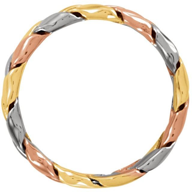Tri color woven basket ring