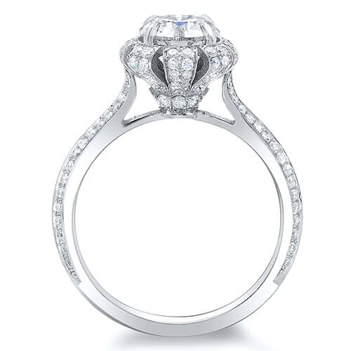 Halo Diamond Engagement Ring Side View
