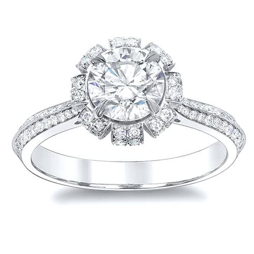 modern halo engagement ring