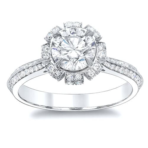 Halo Diamond Engagement Ring Font View