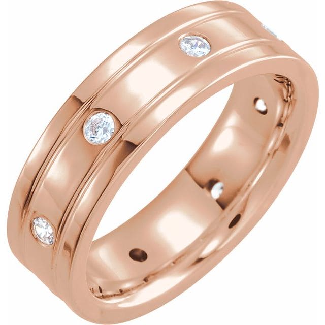 1/2 Ct. Round Cut Bezel Set Men's Diamond Ring 7mm Width F Color VS1 Clarity