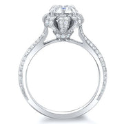 Crown Halo Oval Cut Engagement Ring Side Profile