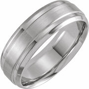 14K White Gold 7 mm Beveled-Edge Band with Satin Finish