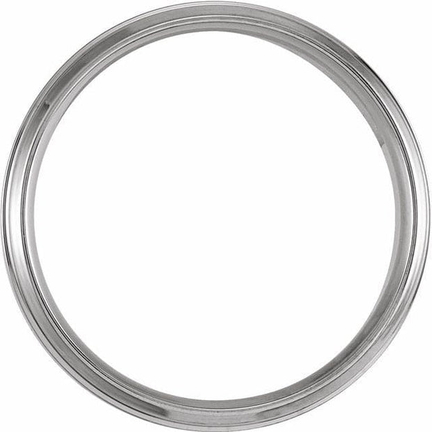 14K White Gold 7 mm Beveled-Edge Band with Satin Finish