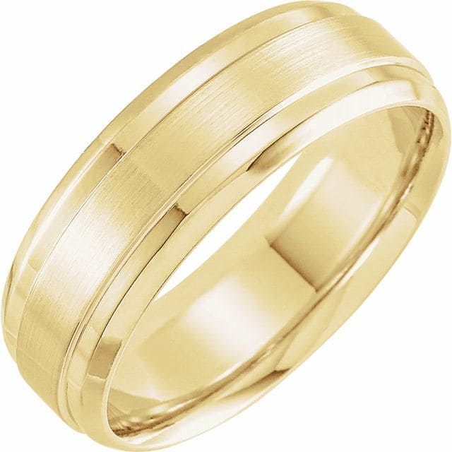 14k white gold 7 mm beveled edge band with satin finish