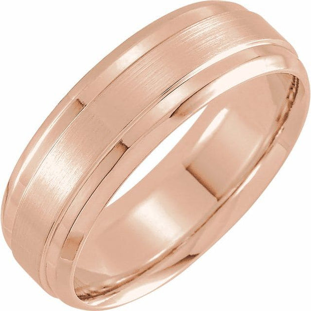 14K White Gold 7 mm Beveled-Edge Band with Satin Finish