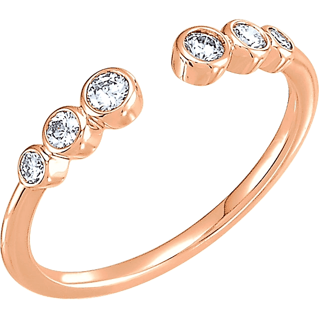 Six Stone Stackable Bezel Diamond Cuff Ring