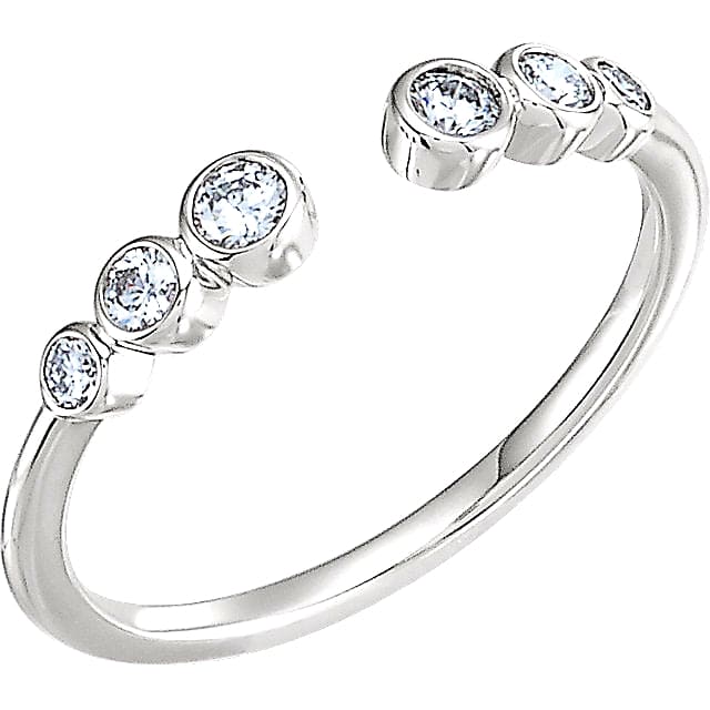 Six stone stackable bezel diamond cuff ring