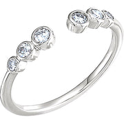 Six Stone Stackable Bezel Diamond Cuff Ring