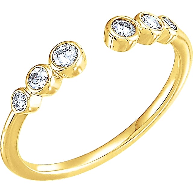 Six stone stackable bezel diamond cuff ring