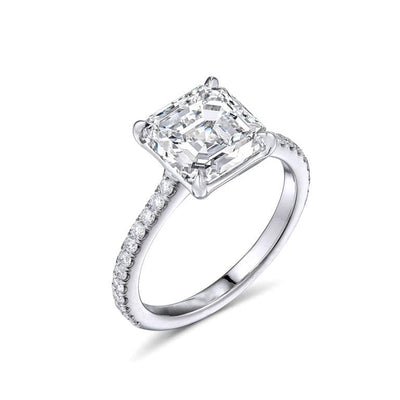 3.95 Ct. Asscher Cut Engagement Ring Set I Color SI1 GIA Certified