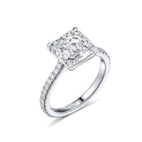 2.25 Ct. Asscher Cut Engagement Ring Set I Color VVS1 GIA Certified