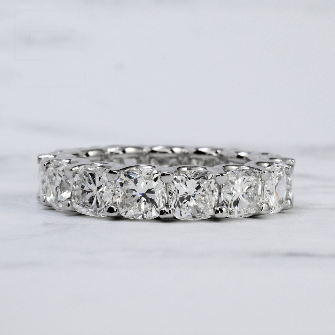 5 Ctw Cushion Cut Eternity Band U-Setting G Color SI1 Natural Diamonds
