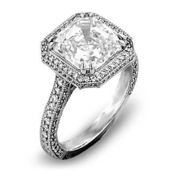Asscher cut halo & hidden halo engagement ring