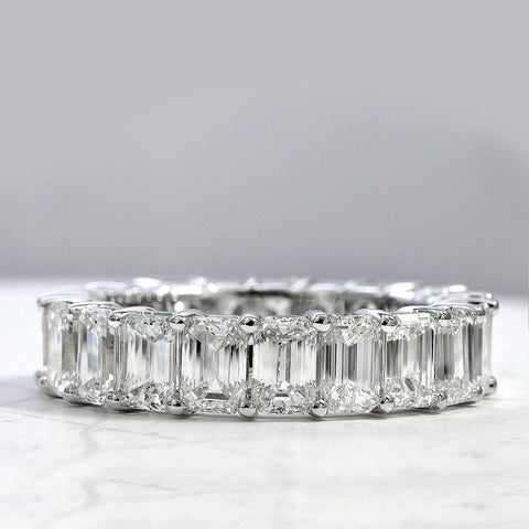2.50 Ct. Emerald Cut Eternity Band Gallery Style F-G Color VS1 Clarity