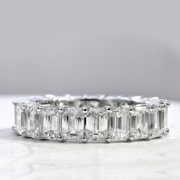 2.50 Ct. Emerald Cut Eternity Band Gallery Style F-G Color VS1 Clarity