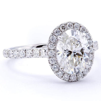 1.70 Ctw Natural Halo Oval Cut Engagement Ring GIA Certified
