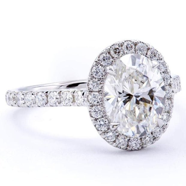 1.70 Ctw Natural Halo Oval Cut Engagement Ring GIA Certified