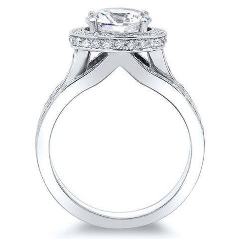 Cushion Halo Split Shank Engagement Ring Side Profile