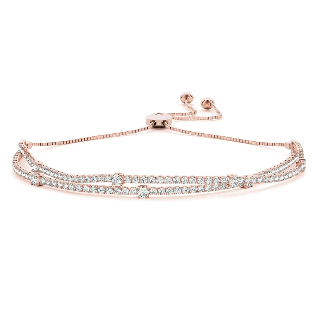bolo bracelet with diamond rose gold