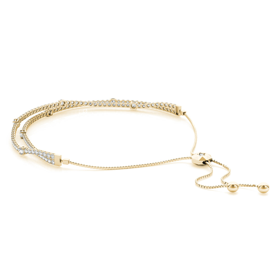 bolo bracelet with diamond yellow gold behind view