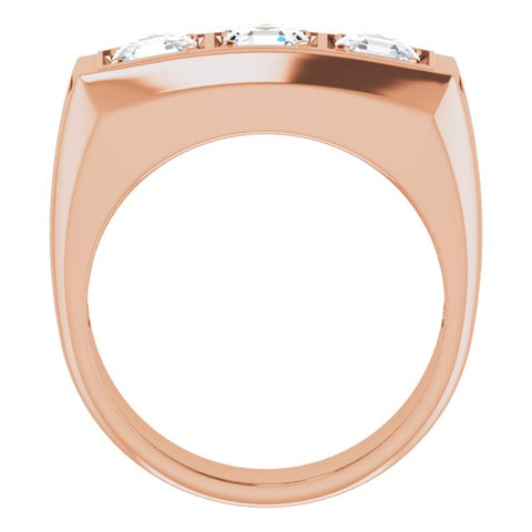 2.10 Ctw. Men's 3 Stone Diamond Ring Asscher Cut G Color VS1 GIA Certified