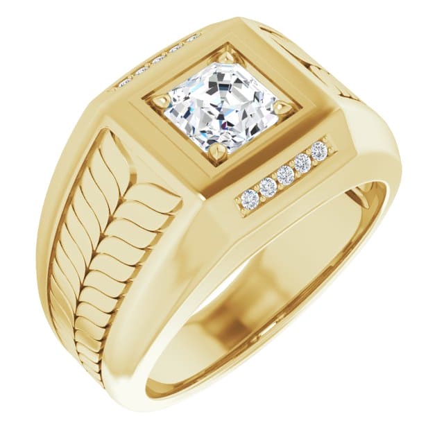 Engagement ring for men asscher cut yellow gold