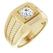 Engagement Ring for Men Asscher Cut Yellow Gold