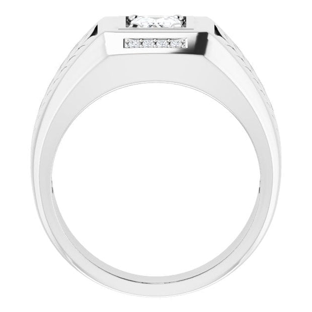 Men's Engagement Ring Asscher Cut 1.30 Ctw. H Color VS1 GIA Certified