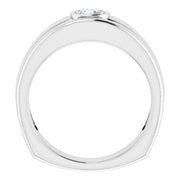  Men's Solitaire Ring Round Cut Bezel Set Side Profile