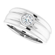  Men's Solitaire Ring Round Cut Bezel Set Angles View