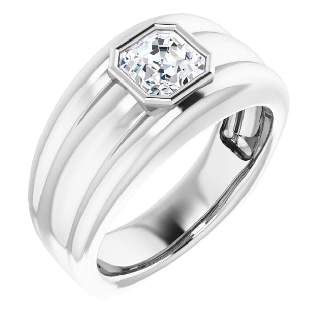 Asscher cut men's engagement ring