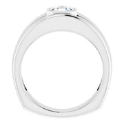 Men's Engagement Ring Bezel Asscher Cut Side Profile