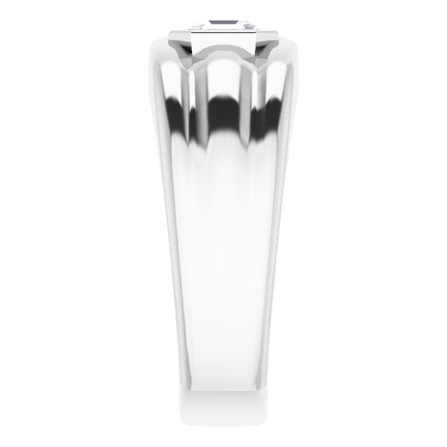 Asscher Cut Men's Engagement Ring Side View