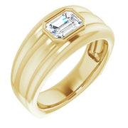 Men's Engagement Ring Emerald Cut Yellow