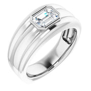 East to West Emerald Cut Men's Diamond Ring