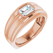 Men's Engagement Ring Emerald Cut Rose Gold